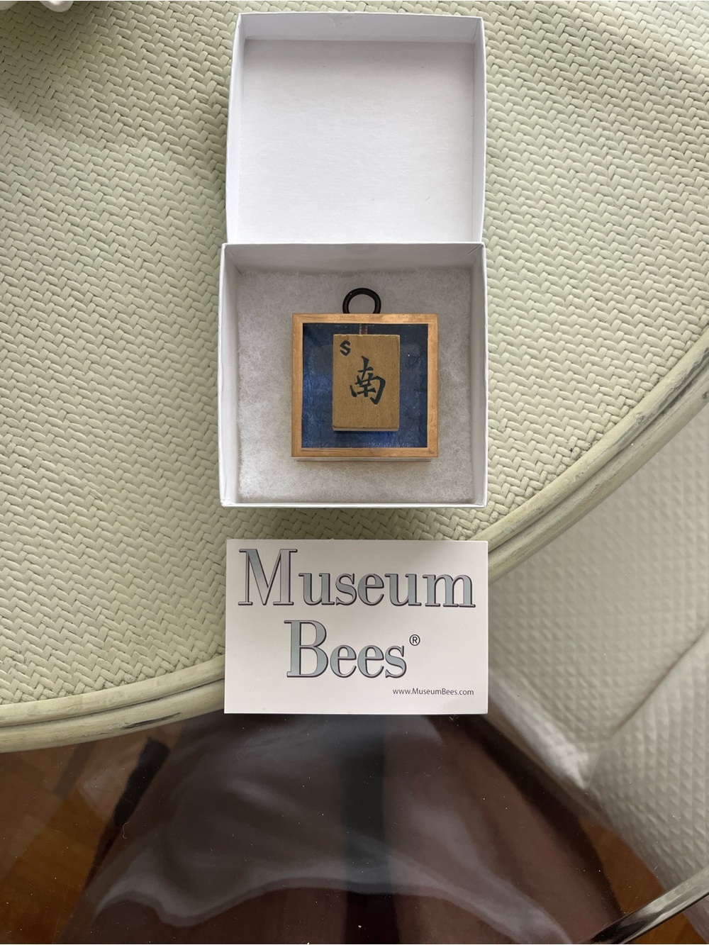 Museum Bees - acrylic frame with mahjong tile